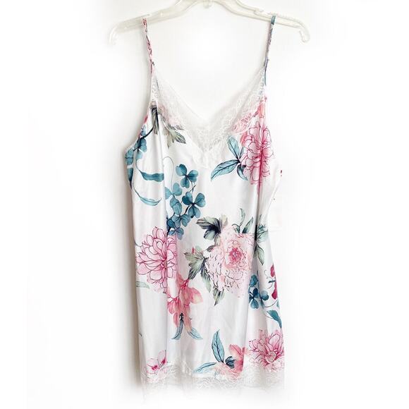 Linea Donatella Noralee Lace-Trim Chemise Nightgown IVORY MULTI - Picture 3 of 8